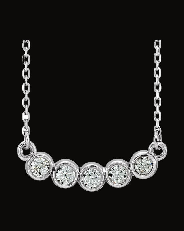 Five-Stone Bezel-Set Necklace or Center — 14K Yellow / White Gold · 1/3 CTW