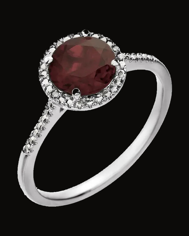 Halo-Style Birthstone Ring — Rhodium-Plated on Sterling Silver · 2.1 mm