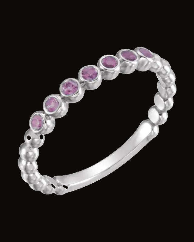 Stackable Bead Ring — Rhodium-Plated on 14K White Gold · 1.55 mm