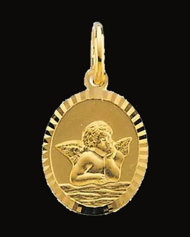 Oval Angel Medal — 14K Yellow Gold