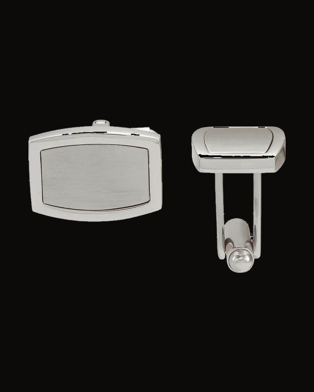 Engravable Rectangle Cuff Links — Stainless Steel