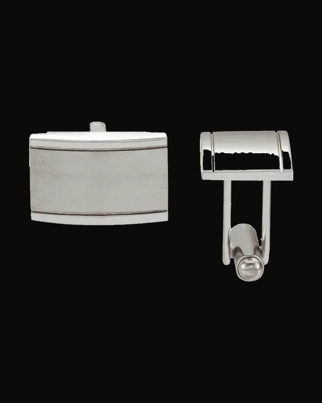 Engravable Rectangle Cuff Links — Stainless Steel