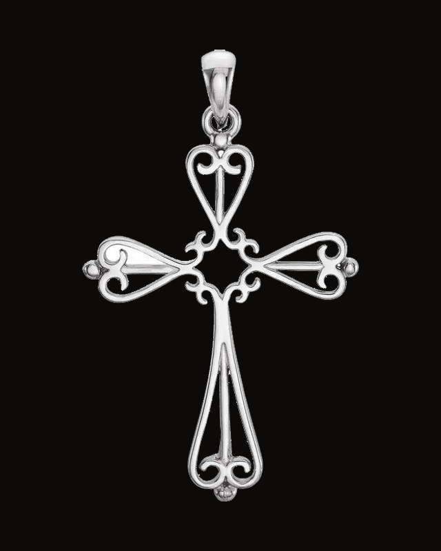 Sculptural Cross Pendant — Sterling Silver