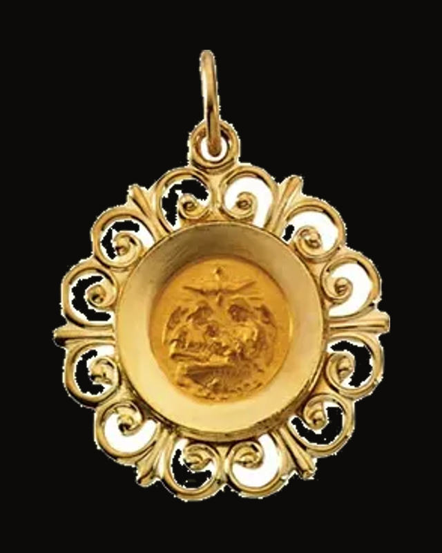 Round Baptismal Medal — 14K Yellow Gold