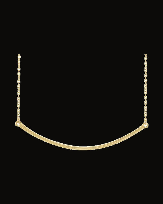 Curved Bar Necklace — 14K Yellow / White Gold