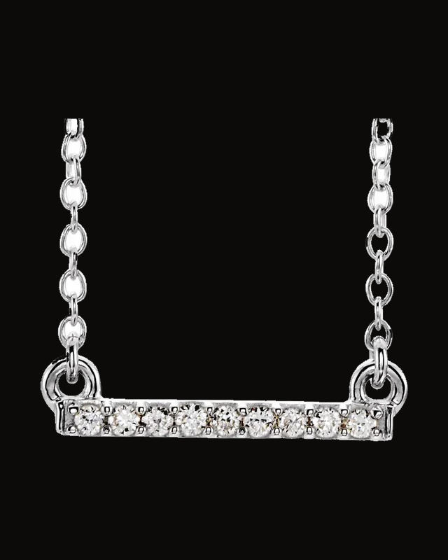 0.07 CTW Petite Natural Diamond Bar Necklace — Rhodium-Plated on 14K White Gold