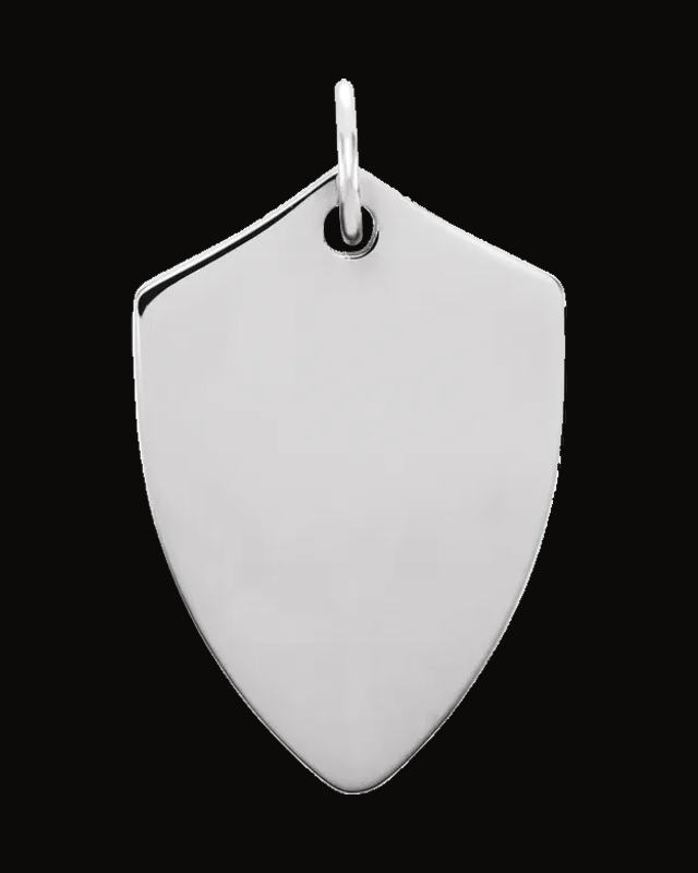 Engravable Shield Necklace or Pendant — Sterling Silver