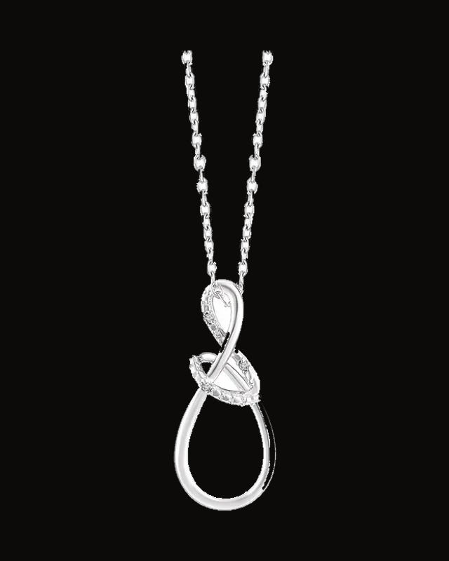0.015 CTW Natural Diamond Freeform Necklace — Rhodium-Plated on Sterling Silver