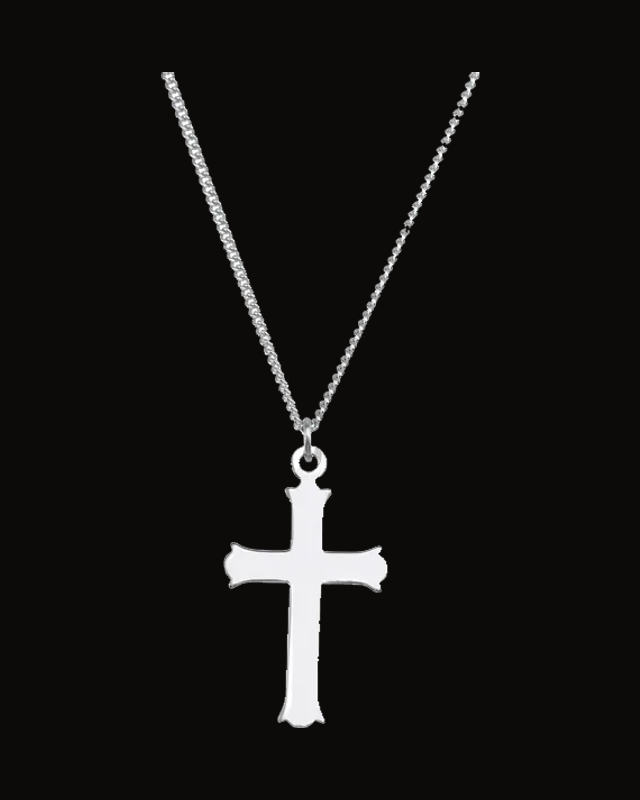 Cross Necklace — Rhodium-Plated on Sterling Silver