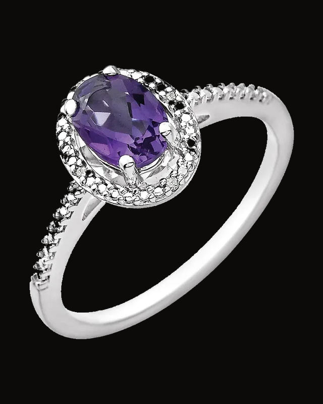 Halo-Style Ring — Rhodium-Plated on Sterling Silver · 2.1 mm