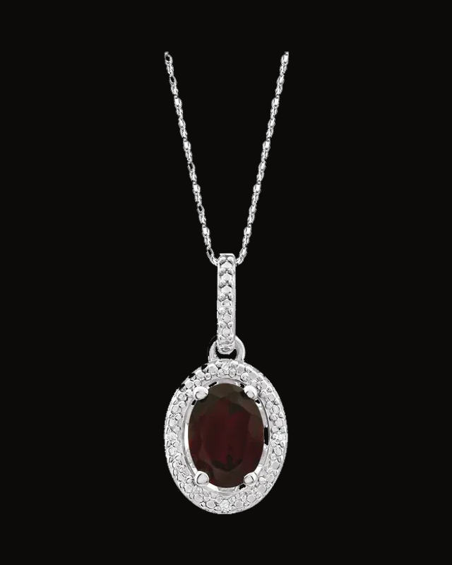 Halo-Style Necklace — Rhodium-Plated on Sterling Silver · 0.01 CTW