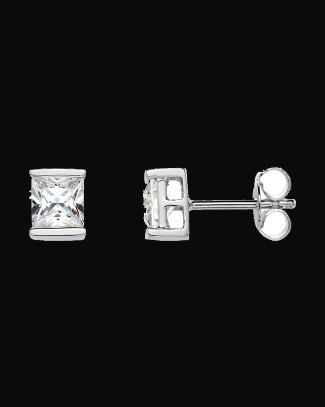 Imitation White Cubic Zirconia Earrings — Sterling Silver · 5 x 5 mm