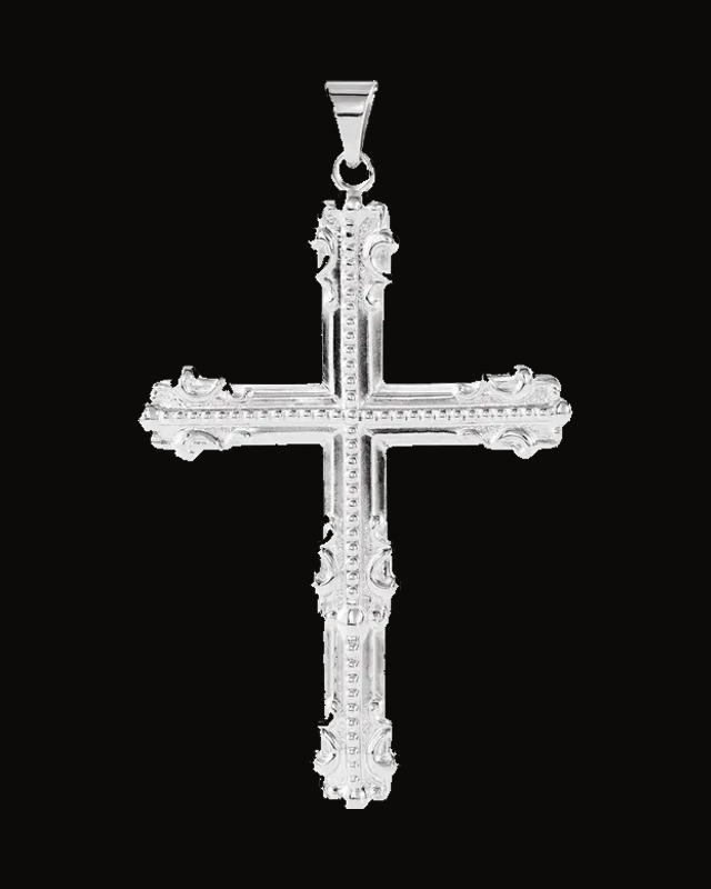 Large Fancy Cross Pendant — Sterling Silver
