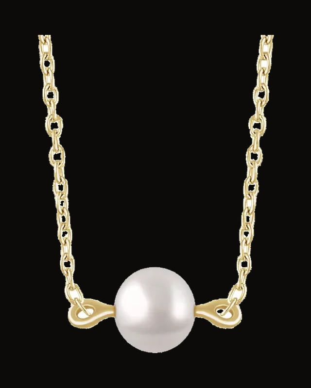 Cultured White Freshwater Pearl Necklace — 14K Yellow Gold · 4 mm