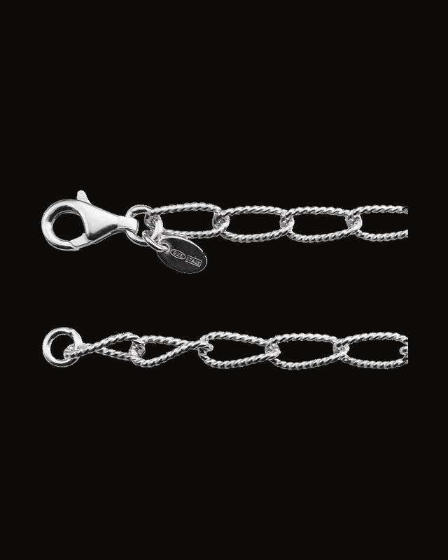 4.5 mm Knurled Curb Chain — Silver-Plated on Sterling Silver