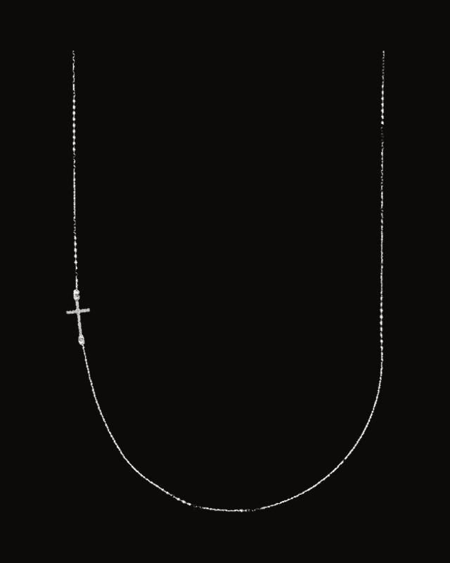 0.04 CTW Natural Diamond Off-Center Sideways Cross Necklace — 14K White / Yellow Gold