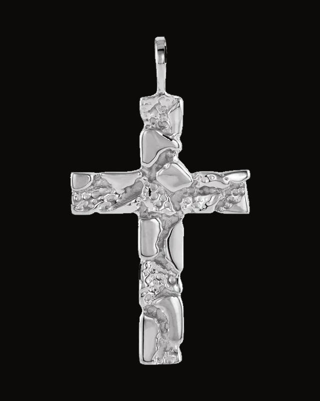 Nugget Cross Pendant — Sterling Silver