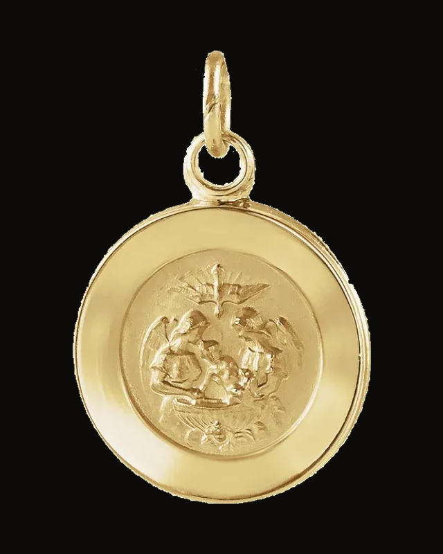 Round Baptismal Medal — 14K Yellow Gold