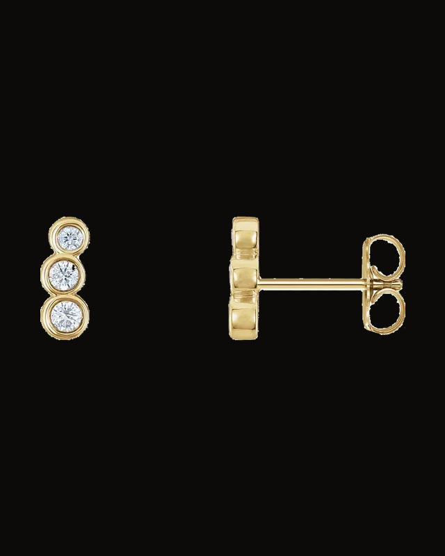 1/8 CTW Natural Diamond Graduated Petite Ear Climbers — 14K Yellow Gold