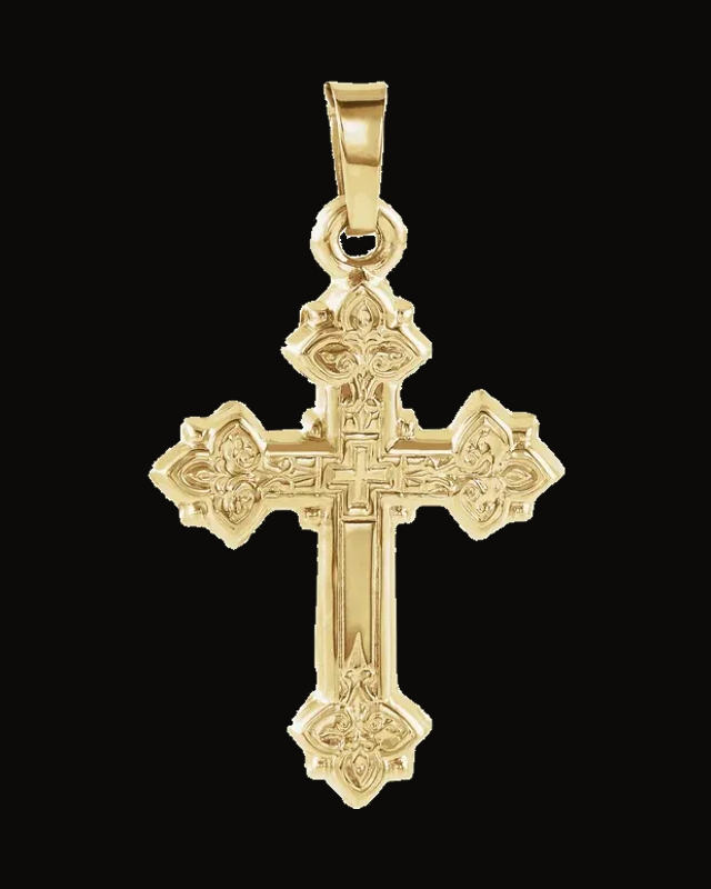 Hollow Cross Pendant — 14K Yellow Gold