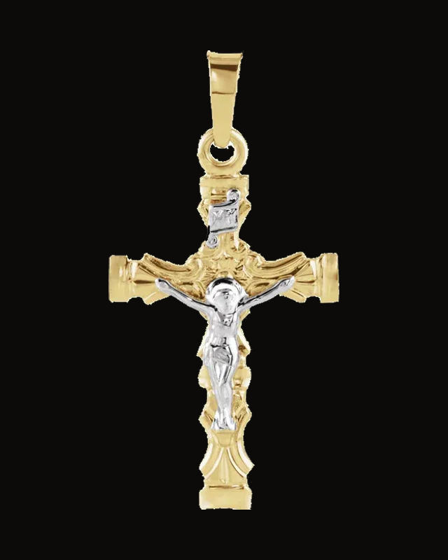 Crucifix Pendant — Rhodium-Plated on 14K Yellow & White Gold