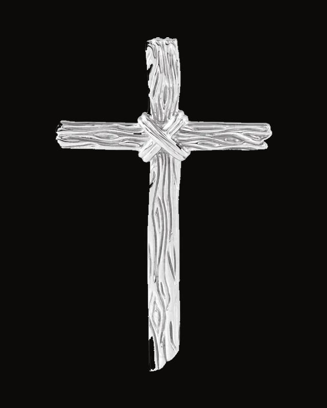 Woodgrain Cross Pendant — Sterling Silver