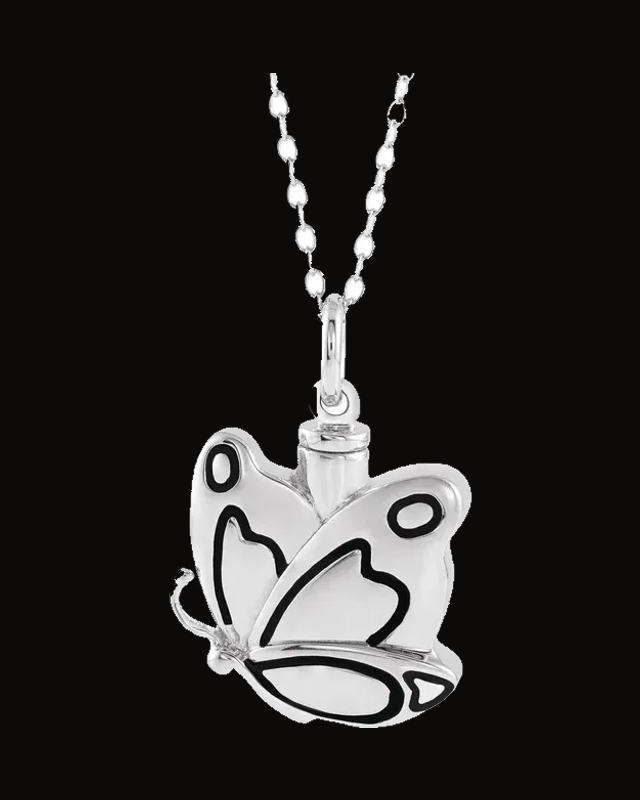 Butterfly Ash Holder Necklace — Rhodium-Plated on Sterling Silver