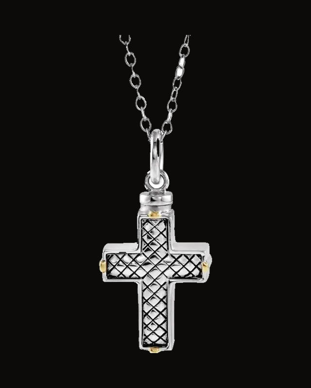 Woven Cross Ash Holder Necklace — 14K Yellow Gold-Plated on Sterling Silver