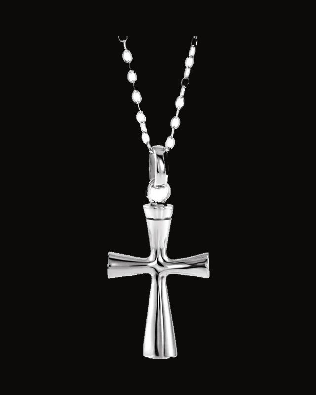 Cross Ash Holder Necklace or Pendant — Rhodium-Plated on Sterling Silver