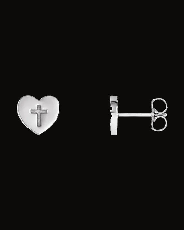 Heart And Cross Earrings — Sterling Silver