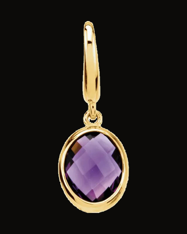 Natural Amethyst Charm/Pendant — 14K Yellow Gold · 9 x 7 mm