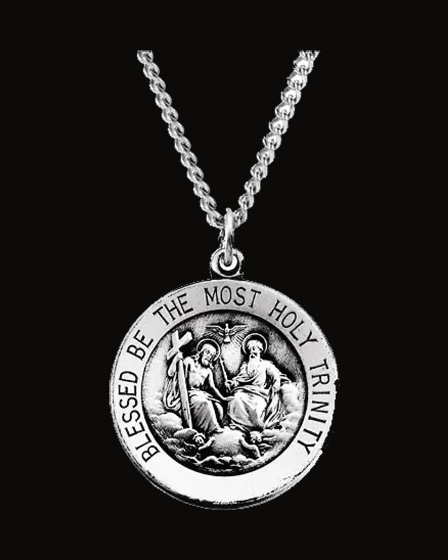 Holy Trinity Medal Necklace or Pendant — Rhodium-Plated on Sterling Silver