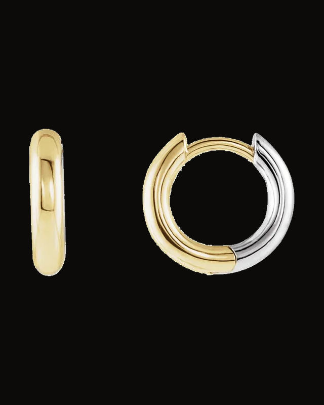 Hinged Hoop Earrings — 14K Yellow & White Gold