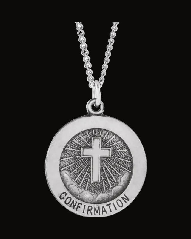 Confirmation Medal Necklace or Pendant — Rhodium-Plated on Sterling Silver