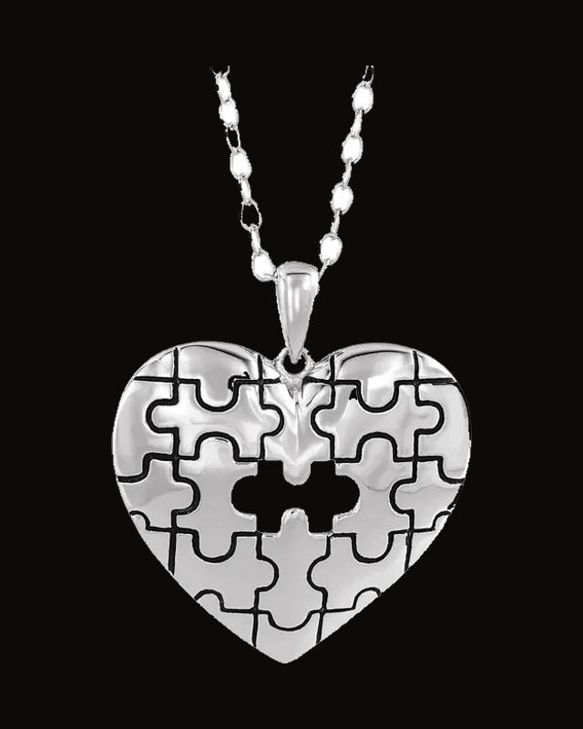 Piece Of My Heart Necklace With Card — Rhodium-Plated on Sterling Silver
