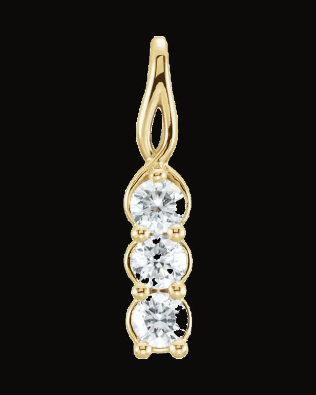 1/2 CTW Lab-Grown Diamond 3-Stone Pendant — 14K Yellow Gold