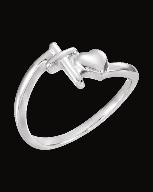 Cross & Heart Chastity Ring — Sterling Silver · 8.8 mm