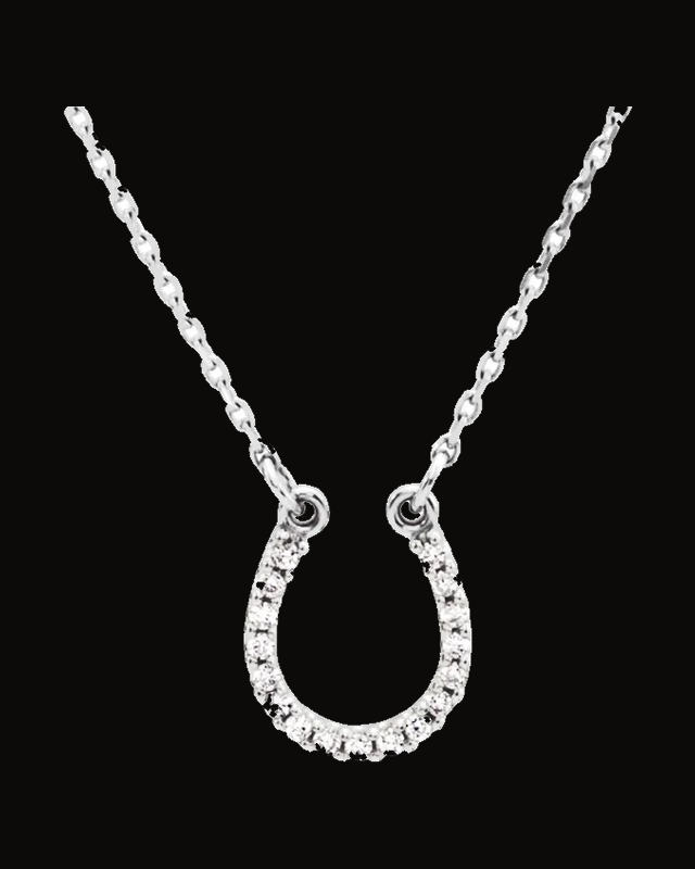 0.07 CTW Natural Diamond Horseshoe Necklace — 14K Yellow / White Gold