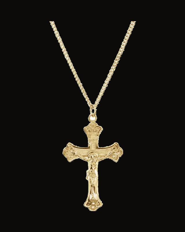 Crucifix Necklace — 24K Gold-Plated on 24K Yellow Gold-Plated