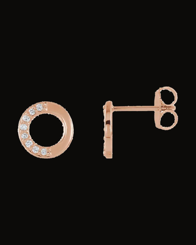 0.07 CTW Natural Diamond Stud Earrings With Backs — 14K Rose Gold