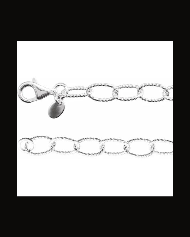 6 mm Knurled Cable Chain — Silver-Plated on Sterling Silver