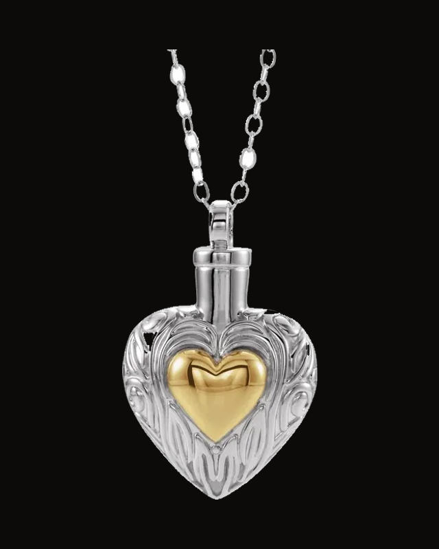Heart Ash Holder Necklace — Rhodium-Plated on Sterling Silver
