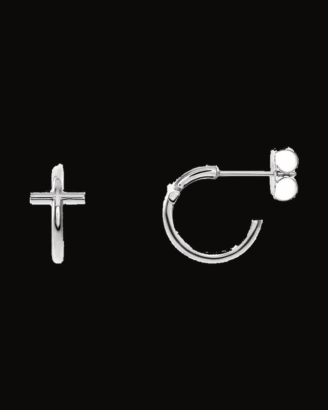 Cross Hoop Earrings — Sterling Silver