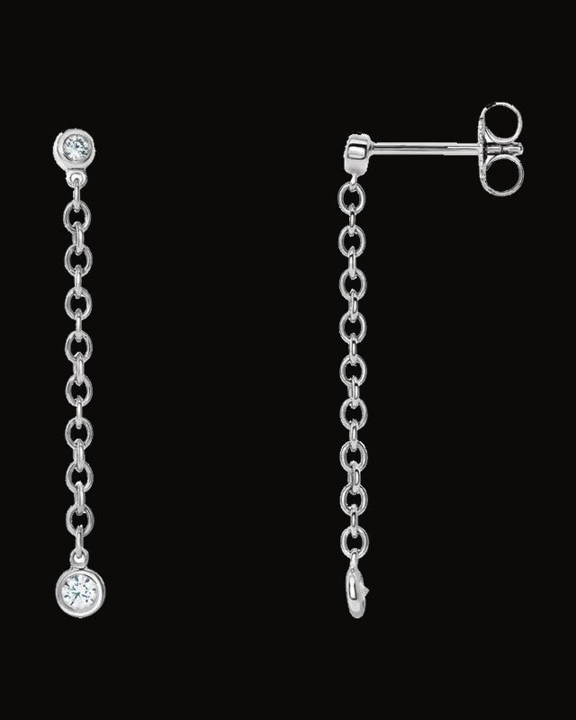 1/5 CTW Natural Diamond Chain Earrings — 14K Yellow / White Gold