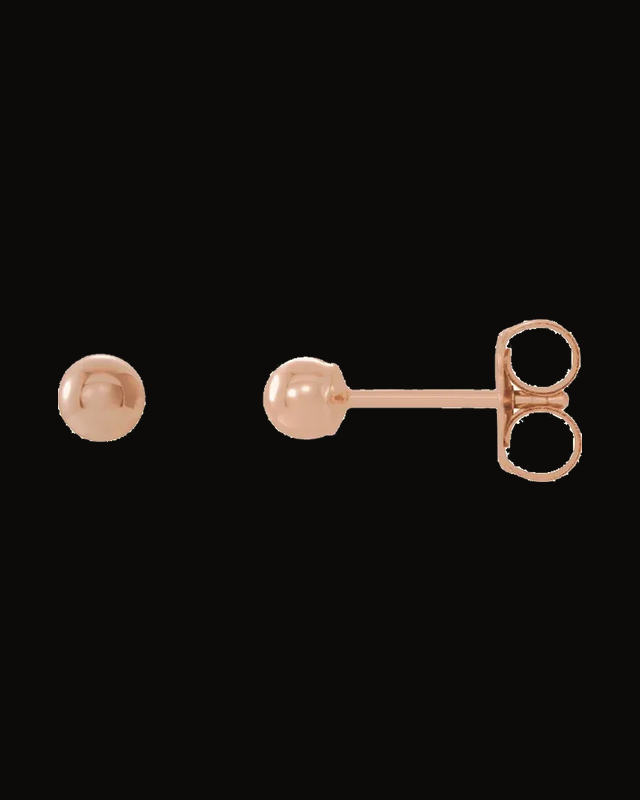 Ball Stud Earrings With Bright Finish — 14K Rose / White Gold