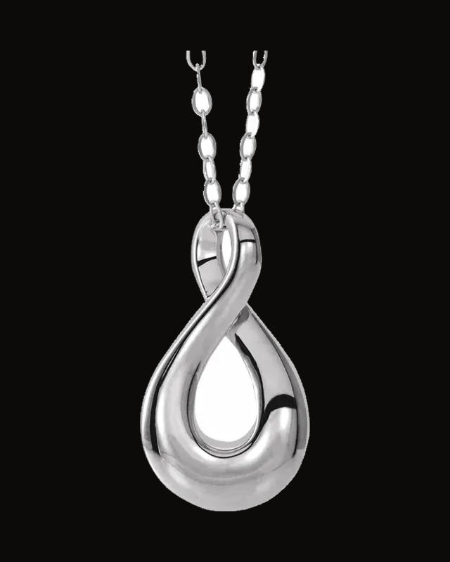 Infinity-Inspired Ash Holder Necklace — Rhodium-Plated on Sterling Silver