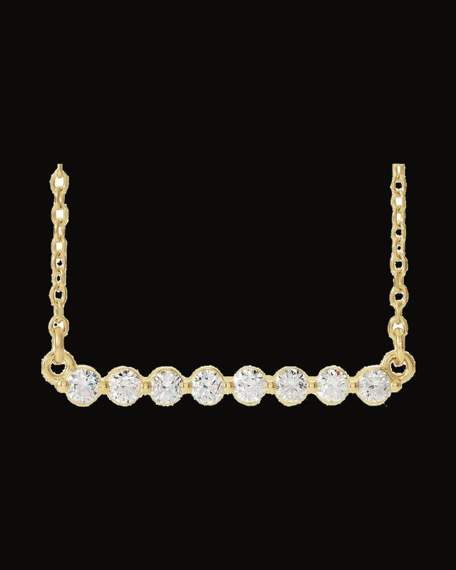 Accented Bar Necklace or Center — 14K Yellow Gold · 1/4 CT