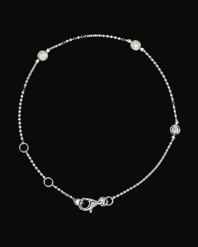 1/6 CTW Natural Diamond Bezel-Set 3-Station Bracelet — 14K White / Yellow Gold