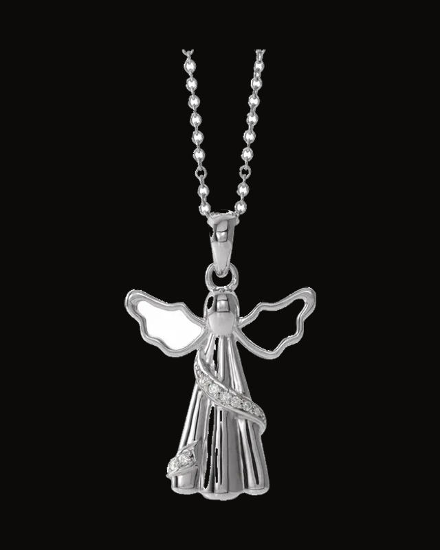 Angel Ash Holder Necklace — Rhodium-Plated on Sterling Silver · 1 mm