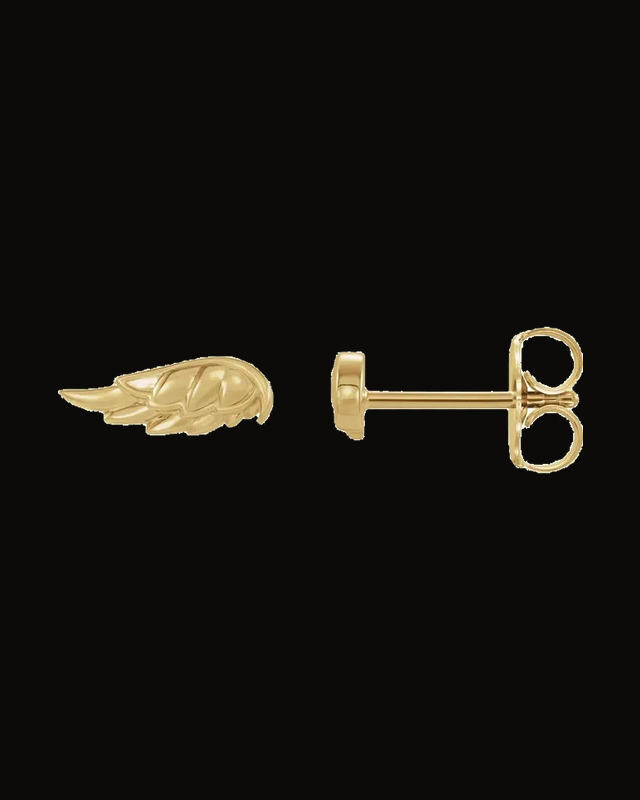 Angel Wing Stud Earrings — 14K Yellow Gold
